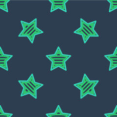 Obraz premium Line USA Independence day icon isolated seamless pattern on blue background. 4th of July. United States of America country. Vector