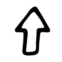 Cursor icon. Arrow hollow doodle style. Pointer sign. Clip-art image of a silhouette. Vector illustration