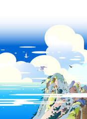 Obraz na płótnie Canvas 夏空と積乱雲の夏の海