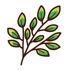 leaf tree vector illustration icon design template with doodle hand drawn fill color style