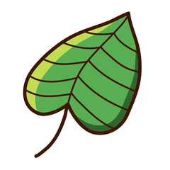 single tropic botanical plant leaf vector illustration icon design template with doodle hand drawn fill color style