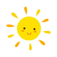 Cute sun character on a white background.