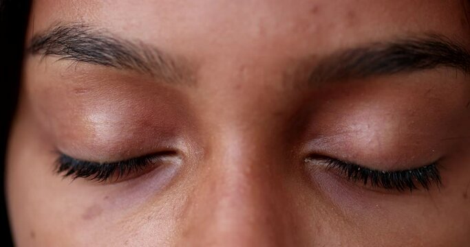 Child eyes close-up, kid closes eyes, person opening eyes