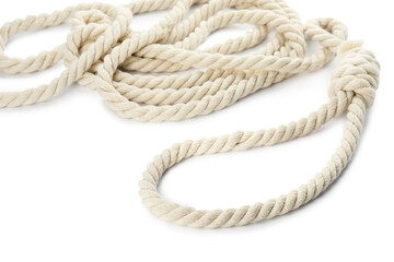 Rope noose with knot on white background