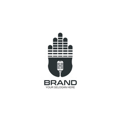 Hand equalizer mic logo prefect for podcast 