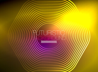 Neon color square shape lines abstract background. Shiny magic energy and motion concept, vector abstract wallpaper background