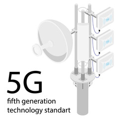 4G and 5G cellular telecommunication tower.