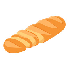 Freshly baked sliced bread isolated on white background, isometric view