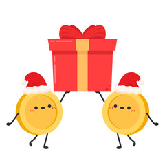 Coin character. wallpaper. free space for text. coin vector.