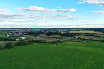 Fototapeta na wymiar drone view agriculture field landscape