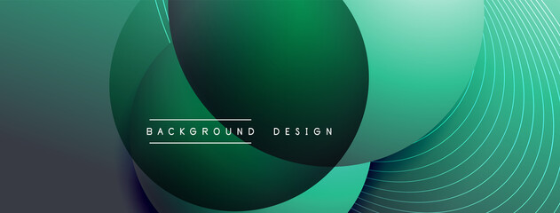 Gradient circles with shadows. Vector techno abstract background. Modern overlapping forms wallpaper background, design template