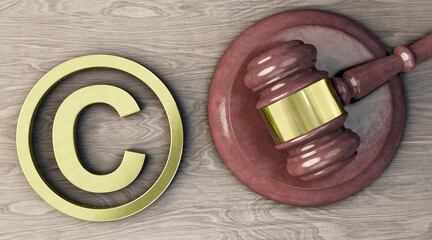 Copyright-Symbol und Richterhammer