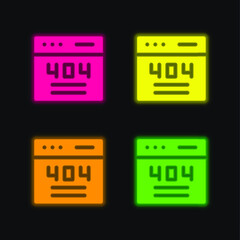 404 four color glowing neon vector icon