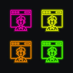 Access Denied four color glowing neon vector icon