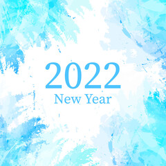 Banner for 2022 on aquarelle vector background. Bright blue background, imitation of watercolor painting. The text can be changed. Isolated on different layers