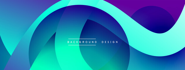 Abstract overlapping lines and circles geometric background with gradient colors