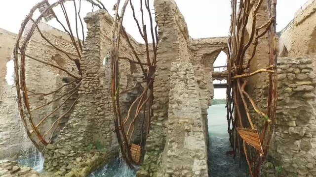 aerial footage of Hit Euphrates river in Al-Anbar city