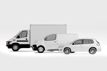 Fototapeta na wymiar Mockup view of a Series of Vehicles - 3d rendering
