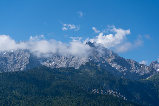 View from the Eckbauer mountain over the Bavarian Alps near Garmisch-Partenkirchen