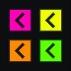 Fototapeta premium Back Angle Arrow In Square Interface Button four color glowing neon vector icon