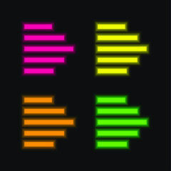 Bar Chart four color glowing neon vector icon