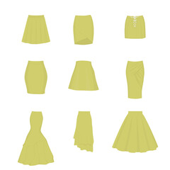 Set of different types of skirts.