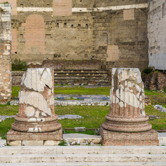 Remains of Forum of Augustus columns in Rome, Italy