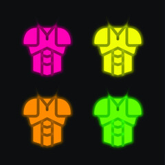 Armor four color glowing neon vector icon