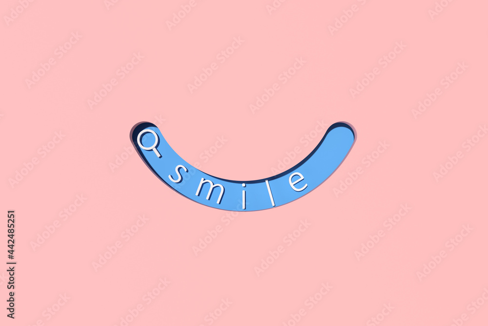 Aufkleber 3d rendering of blank search bar with text in smile shape on pink background. Minimal concept.