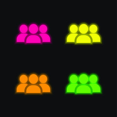 Audience four color glowing neon vector icon