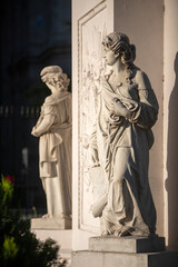 Statues on building facade