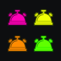 Bell four color glowing neon vector icon
