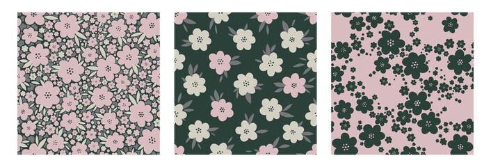 Materiał do szycia Seamless pattern floral flower abstract.Botanical vintage nature background.Print fashion textile.