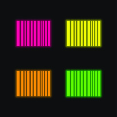 Barcode Lines four color glowing neon vector icon