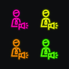 Advertising Agency Account Executive four color glowing neon vector icon