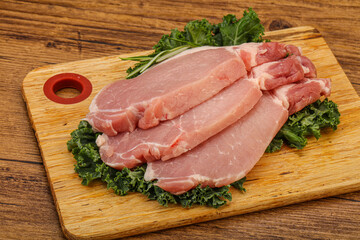 Raw pork steak for cooking