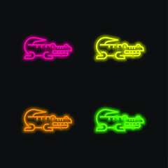 Alligator four color glowing neon vector icon