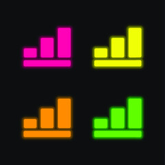 Bar Graph four color glowing neon vector icon