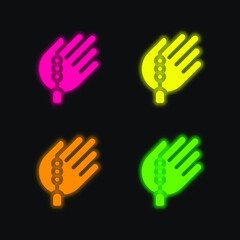 Bead four color glowing neon vector icon