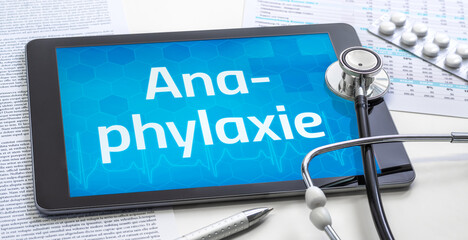 Ein Tablet mit dem Text Anaphylaxie auf dem Display