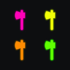 Axe four color glowing neon vector icon