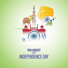 vector illustration for Indian independence day-15 august - obrazy, fototapety, plakaty