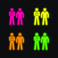 Bodyguard four color glowing neon vector icon