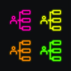 Boss four color glowing neon vector icon