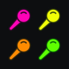 Big Pin four color glowing neon vector icon