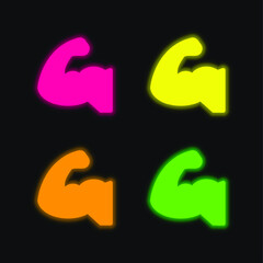 Biceps four color glowing neon vector icon