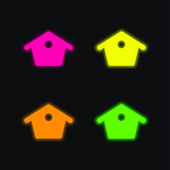 Birds Home four color glowing neon vector icon