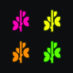 Branch four color glowing neon vector icon