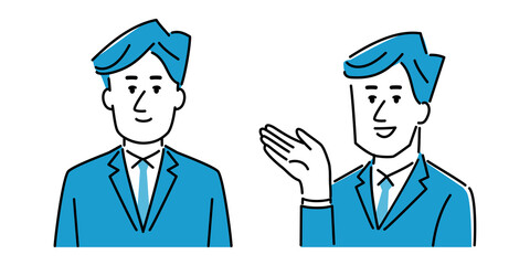 若いビジネスマンのイラスト素材/正面/案内する