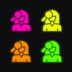 Blemishes four color glowing neon vector icon